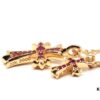 6930082412f62673a6fab553 Chrome Hearts 22K Gold Plated Red Diamond Double Cross Necklace