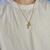 6930082612f62673a6fab554 Chrome Hearts 22K Gold-Plated Double Cross Necklace