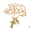 Chrome Hearts 22K Gold-Plated Green Diamond Double Cross Necklace