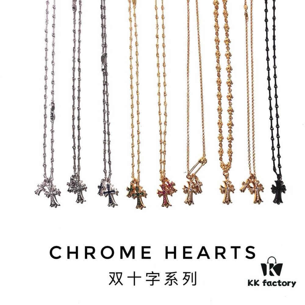 6930082d12f62673a6fab561 Chrome Hearts Crocodile Double Cross Series Necklace