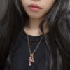 6930083a12f62673a6fab572 Chrome Hearts 22K Gold Plated Red Diamond Double Cross Necklace