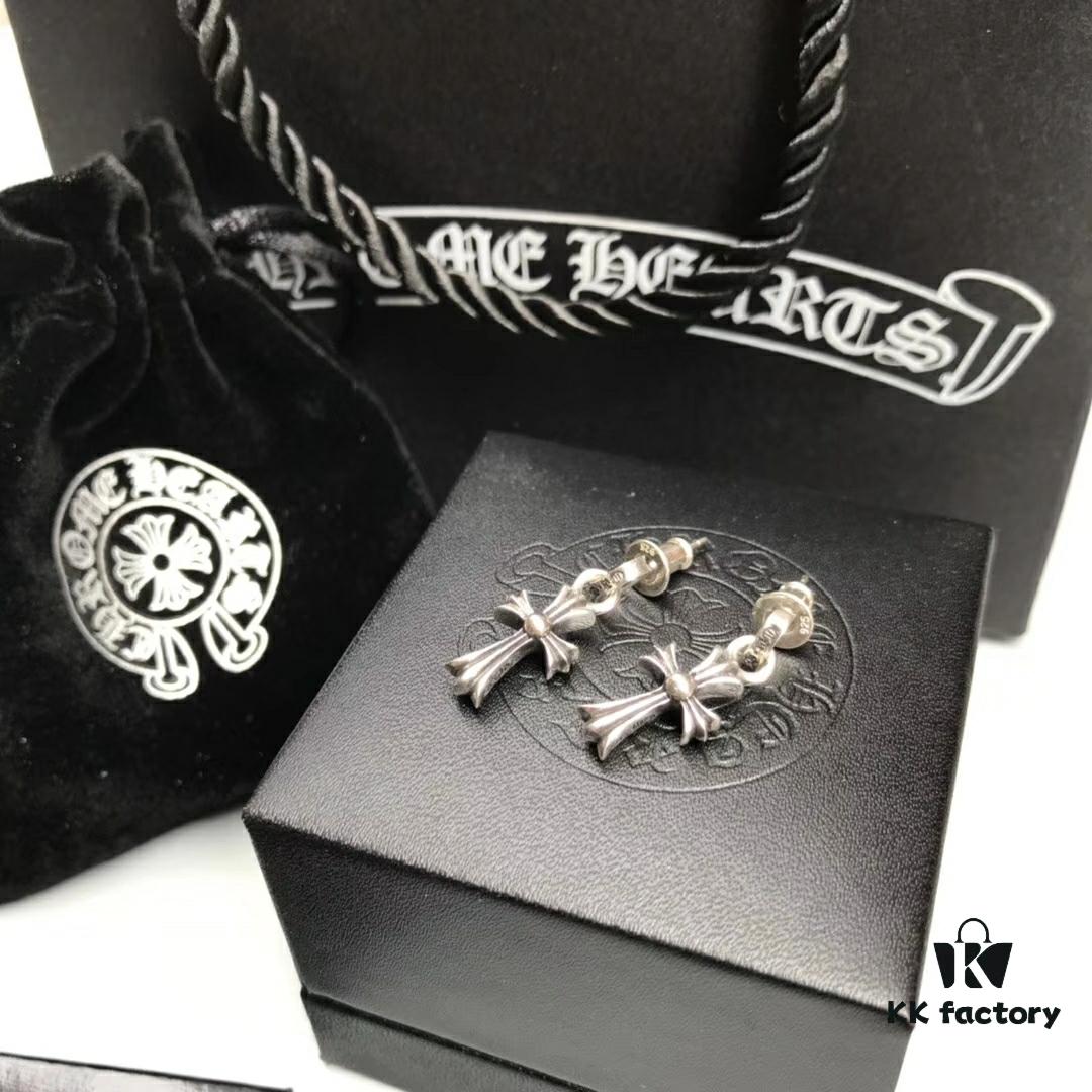 6930089712f62673a6fab633 Chrome Hearts Cross Earrings, Classic Style, S925 Sterling Silver