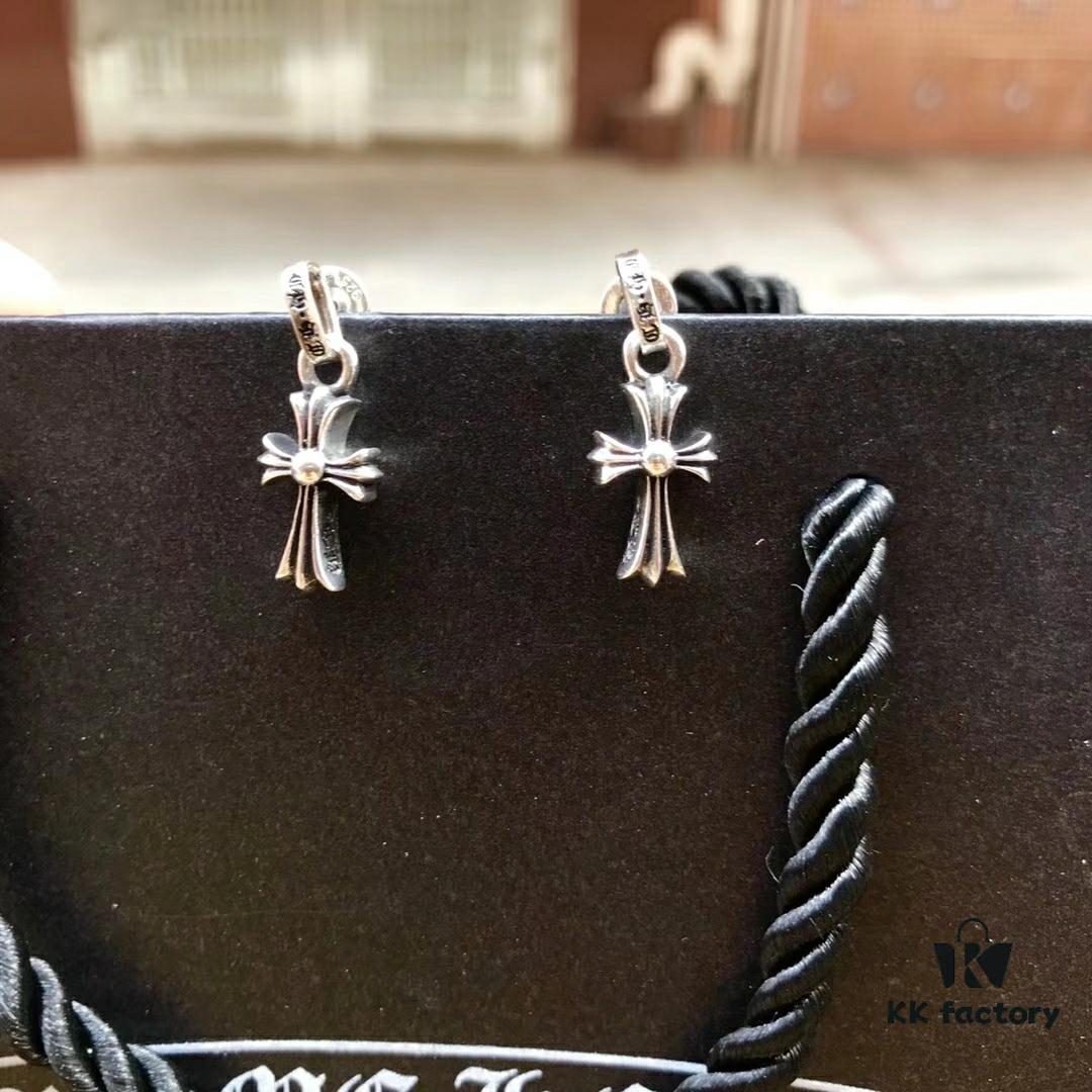 6930089a12f62673a6fab63a Chrome Hearts Cross Earrings, Classic Style, S925 Sterling Silver