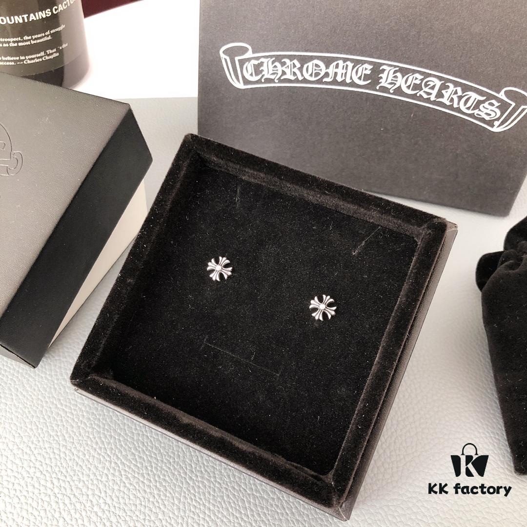 693008a412f62673a6fab64d S925 Pure Silver! Counter Ear Studs! Chrome Hearts Style, Casual and Individual, Perfect for Everyday Wear