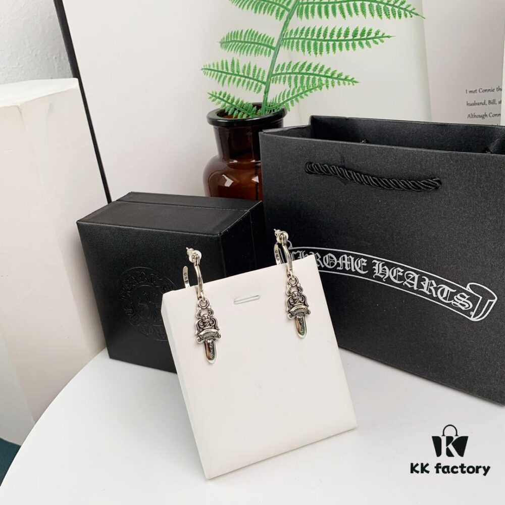693008a712f62673a6fab651 Chrome Hearts Double-Sided Sword Earrings