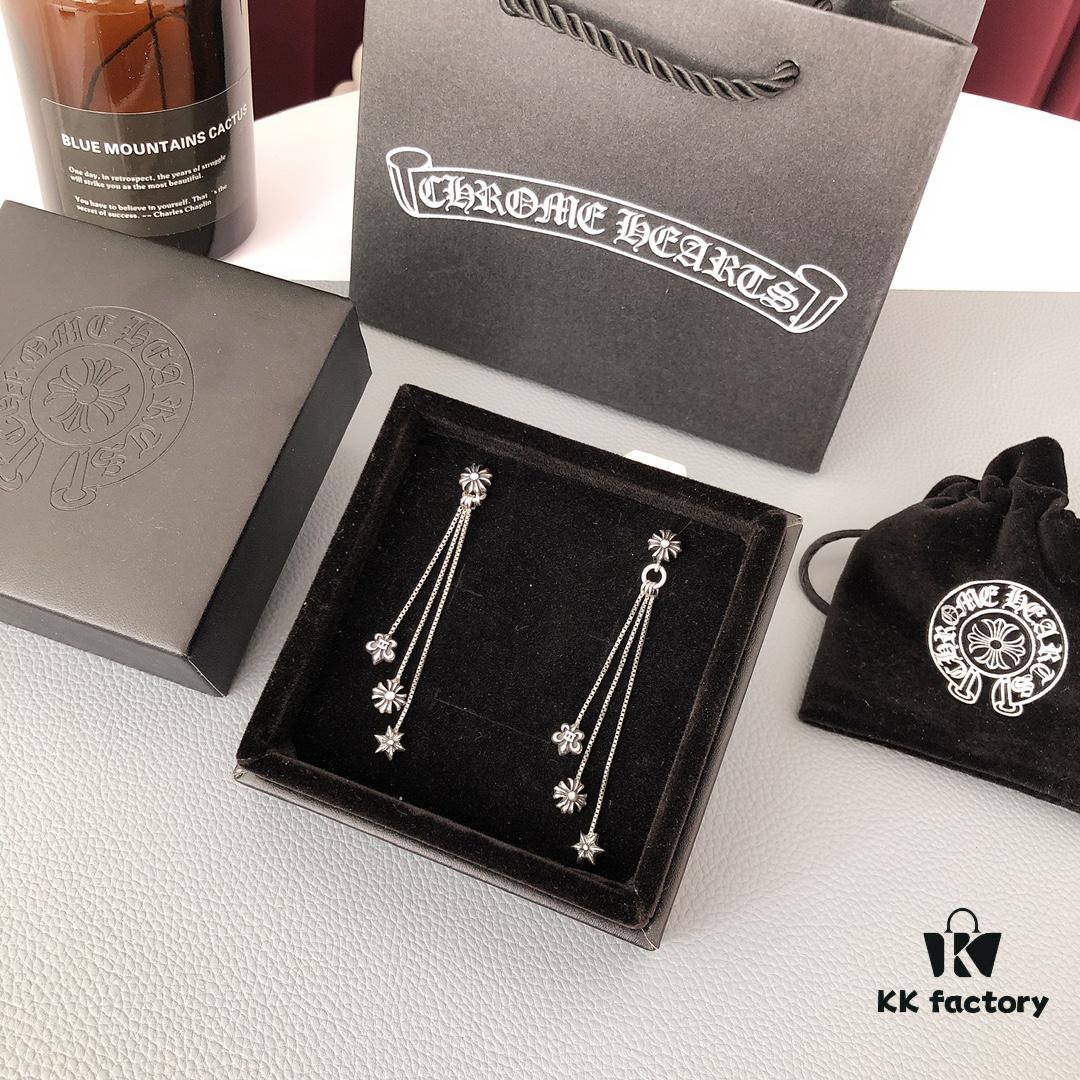 Chrome Hearts JoJo Three-Tassel Stud Earrings! Classic Style! Versatile and Flattering! Made of S925 Sterling Silver! Original Quality!