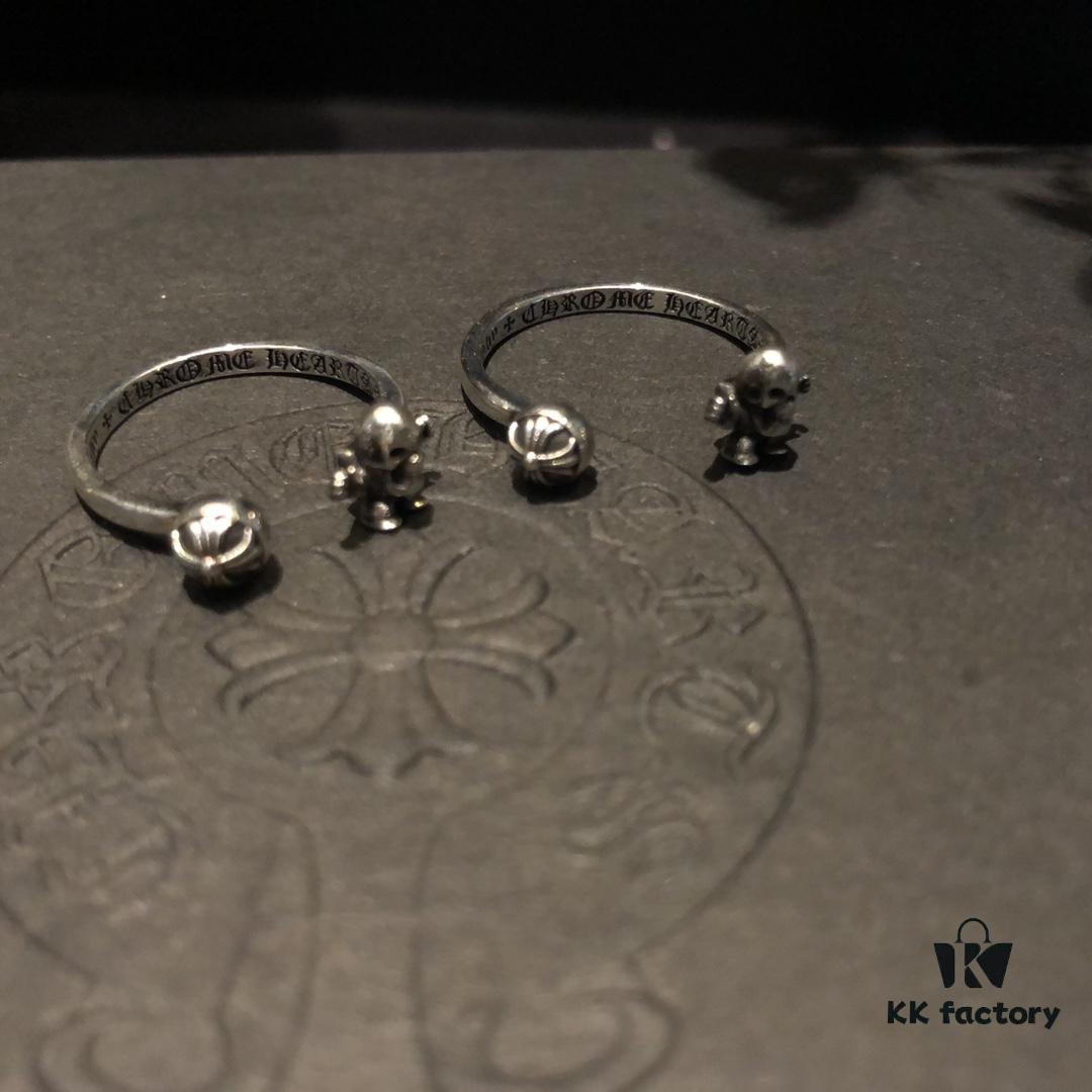 693008c012f62673a6fab684 Chrome Hearts Open FOTI Skull Ring with Oxidized Finish