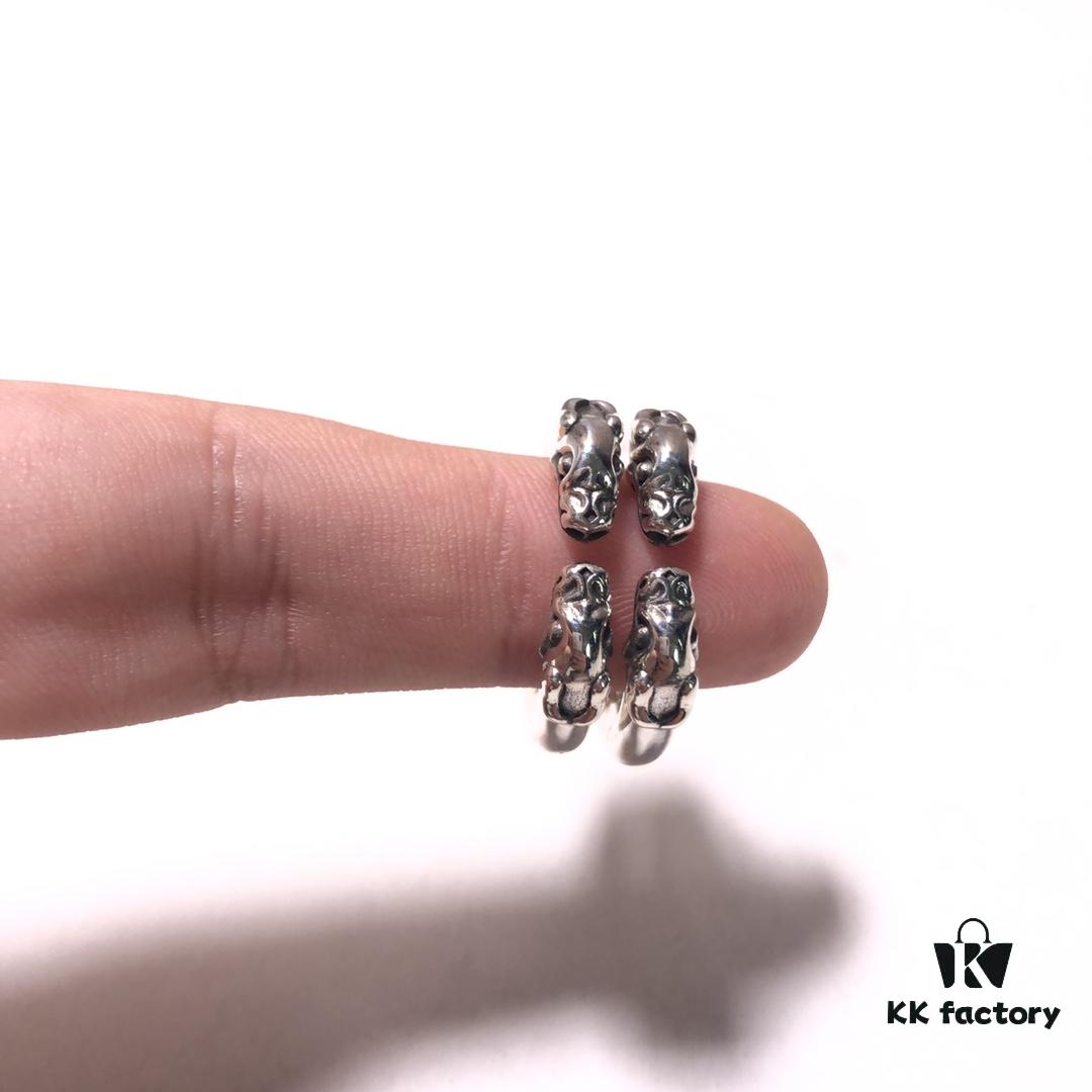 693008cf12f62673a6fab69c Chrome Hearts Double Dragon Dog Head Ring with Adjustable Open Design and Embossed Lettering Details