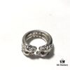 693008cf12f62673a6fab69d Chrome Hearts Double Dragon Dog Head Ring with Adjustable Open Design and Embossed Lettering Details