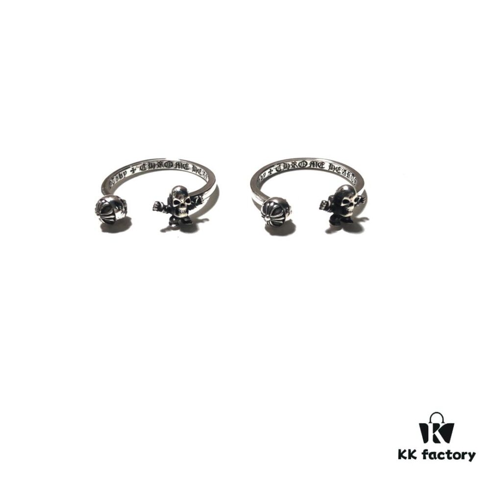 Chrome Hearts Open FOTI Skull Ring with Oxidized Finish