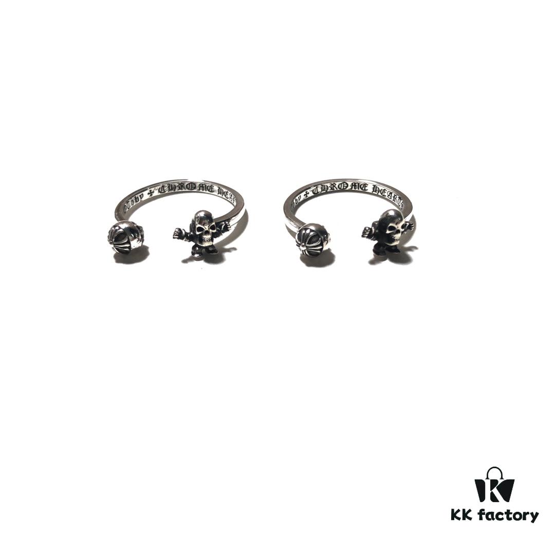 693008db12f62673a6fab6b8 Chrome Hearts Open FOTI Skull Ring with Oxidized Finish