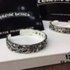 693008e212f62673a6fab6cb Chrome Hearts Wide Open Bangle Bracelet with Vintage Gothic Cross Design