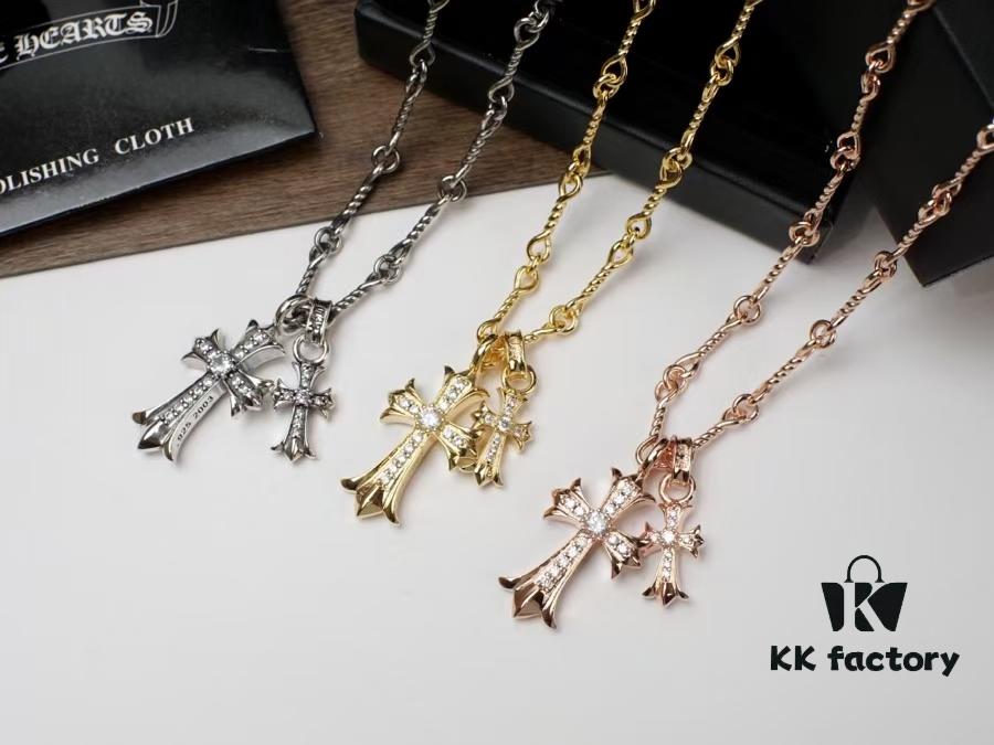 693008ff12f62673a6fab704 Chrome Hearts Cross Pendant Necklace – Heavyweight High-End Custom Design, Silver, Rose Gold, and Gold Finish