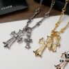 6930090212f62673a6fab70b Chrome Hearts Cross Pendant Necklace – Heavyweight High-End Custom Design, Silver, Rose Gold, and Gold Finish