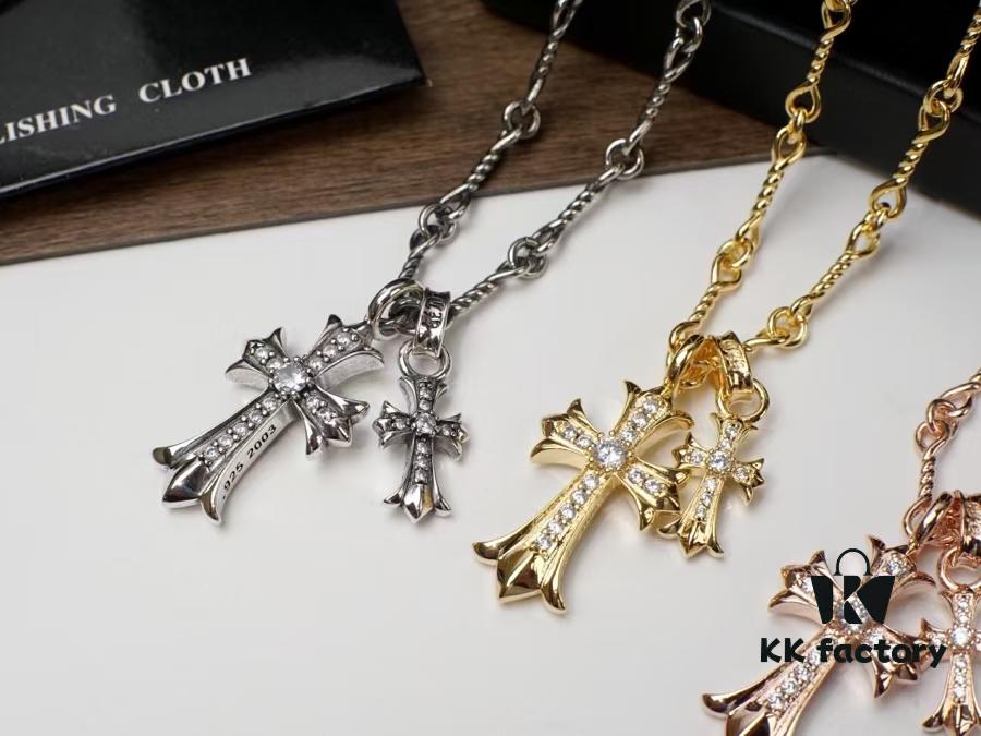 6930090212f62673a6fab70b Chrome Hearts Cross Pendant Necklace – Heavyweight High-End Custom Design, Silver, Rose Gold, and Gold Finish