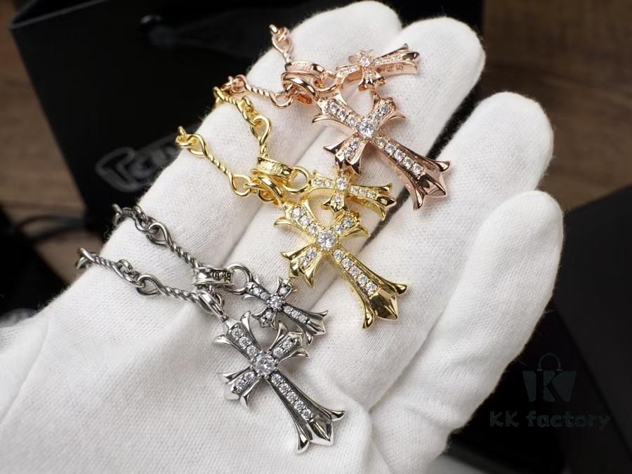 6930090312f62673a6fab70c Chrome Hearts Cross Pendant Necklace – Heavyweight High-End Custom Design, Silver, Rose Gold, and Gold Finish