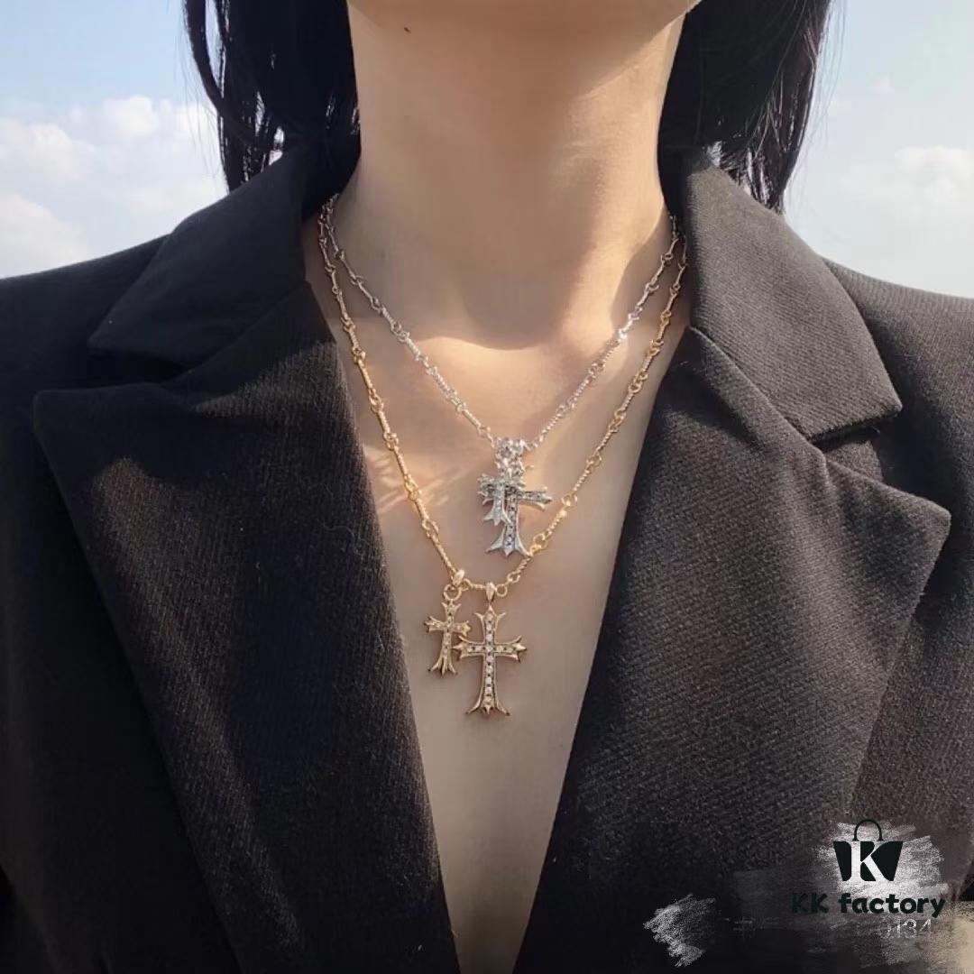 6930090512f62673a6fab70e Chrome Hearts Cross Pendant Necklace – Heavyweight High-End Custom Design, Silver, Rose Gold, and Gold Finish