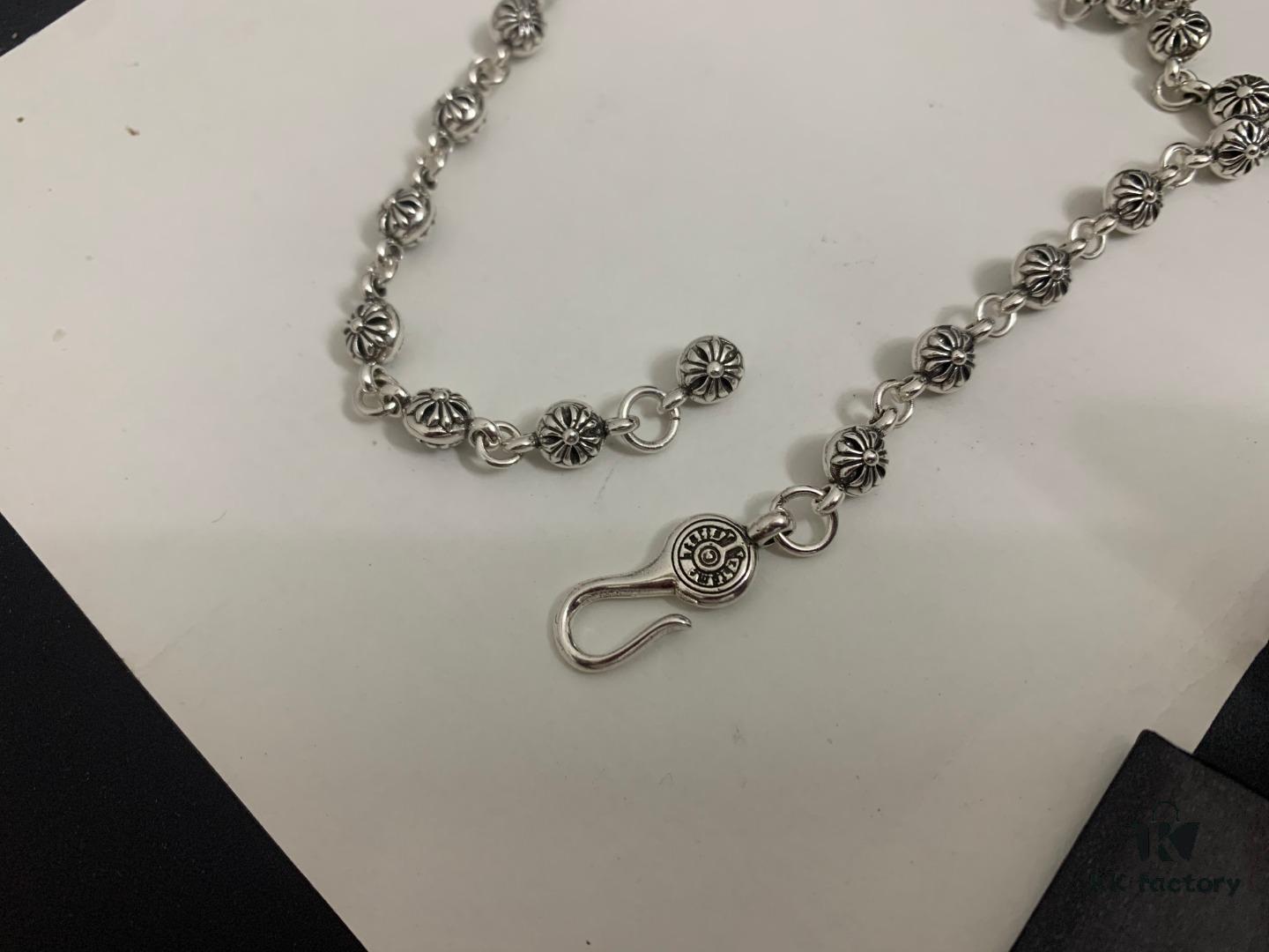 6930090812f62673a6fab717 Chrome Hearts Classic Cross Flower Ball Necklace, Unisex European and American Style, Chain Width 7mm, Length 55-60cm