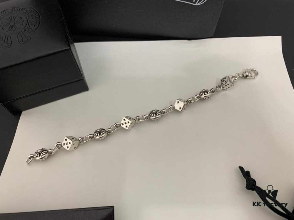 6930090c12f62673a6fab723 Chrome Hearts Cross Flower Dice Bracelet, Length: 18-20-22 cm