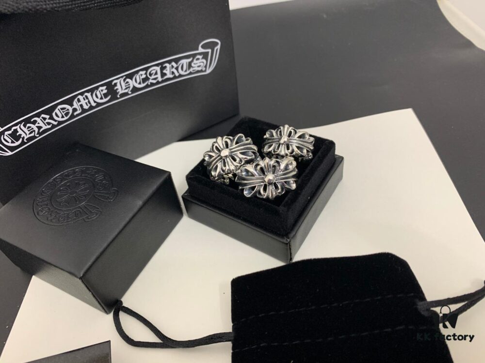 6930091112f62673a6fab733 Chrome Hearts Cross Bloom Heavyweight Open Ring in Large, Medium, and Small Sizes