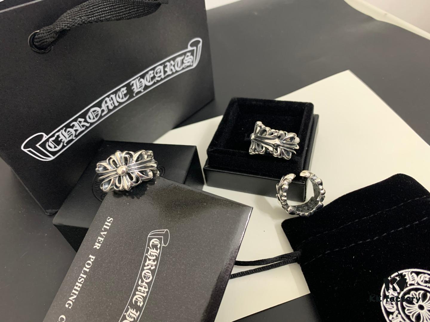 Chrome Hearts Cross Bloom Heavyweight Open Ring in Large, Medium, and Small Sizes