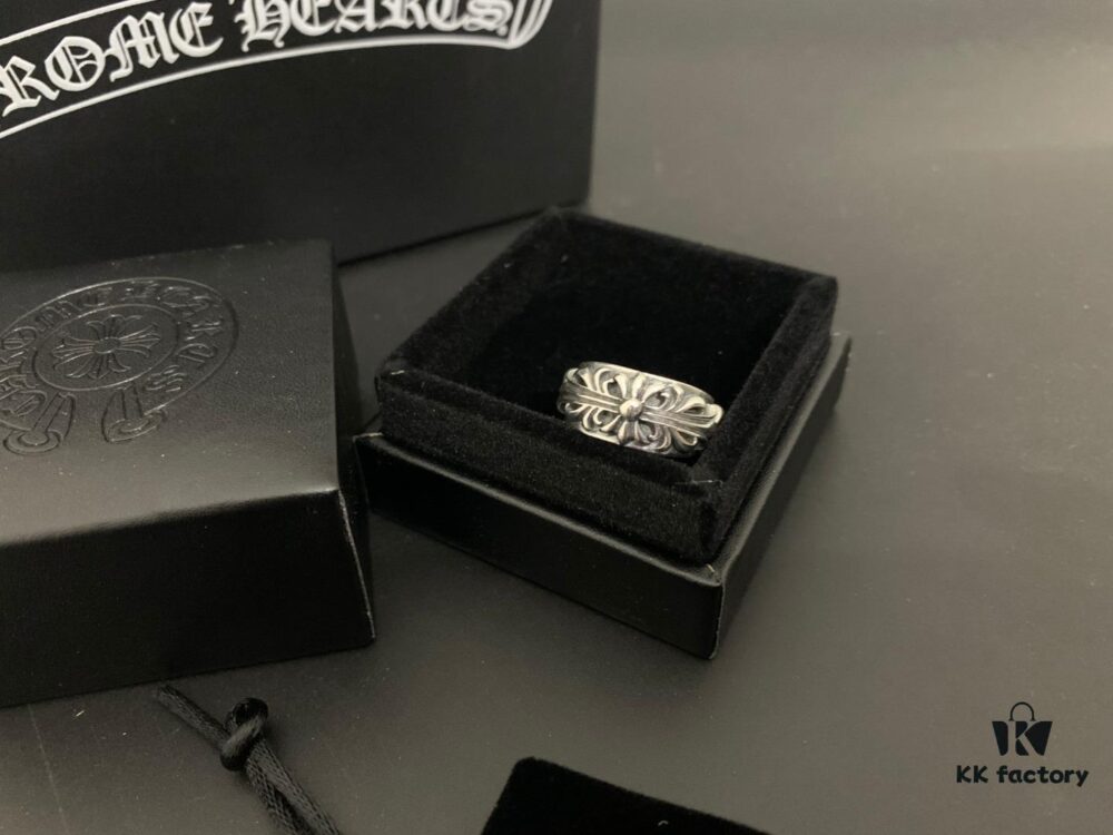 Chrome Hearts Punk Style Cross Flower Open Ring