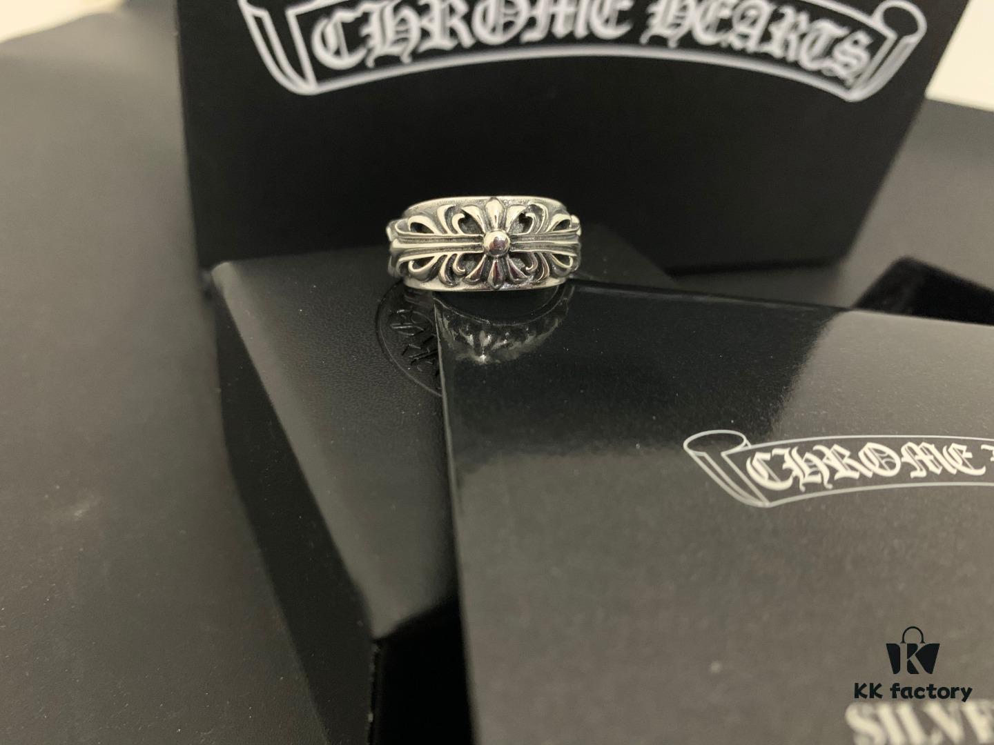 Chrome Hearts Punk Style Cross Flower Open Ring
