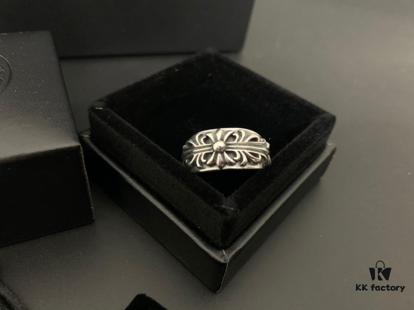 Chrome Hearts Punk Style Cross Flower Open Ring