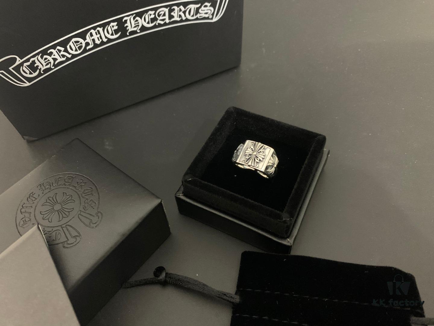 6930093112f62673a6fab775 🔥 Chrome Hearts Men's Floral Cross Square Open Ring