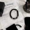 6930095d12f62673a6fab7ce Chrome Hearts Valentine's Gift 🎁 Obsidian with Four Sterling Silver Beads Bracelet