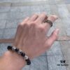 6930096012f62673a6fab7d5 Chrome Hearts Valentine's Gift 🎁 Obsidian with Four Sterling Silver Beads Bracelet