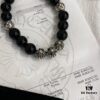 Valentine's Day Gift Chrome Hearts Black Obsidian and 925 Sterling Silver Bracelet with Oxidized Cross Beads