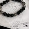Valentine's Day Gift Chrome Hearts Black Obsidian and 925 Sterling Silver Bracelet with Oxidized Cross Beads
