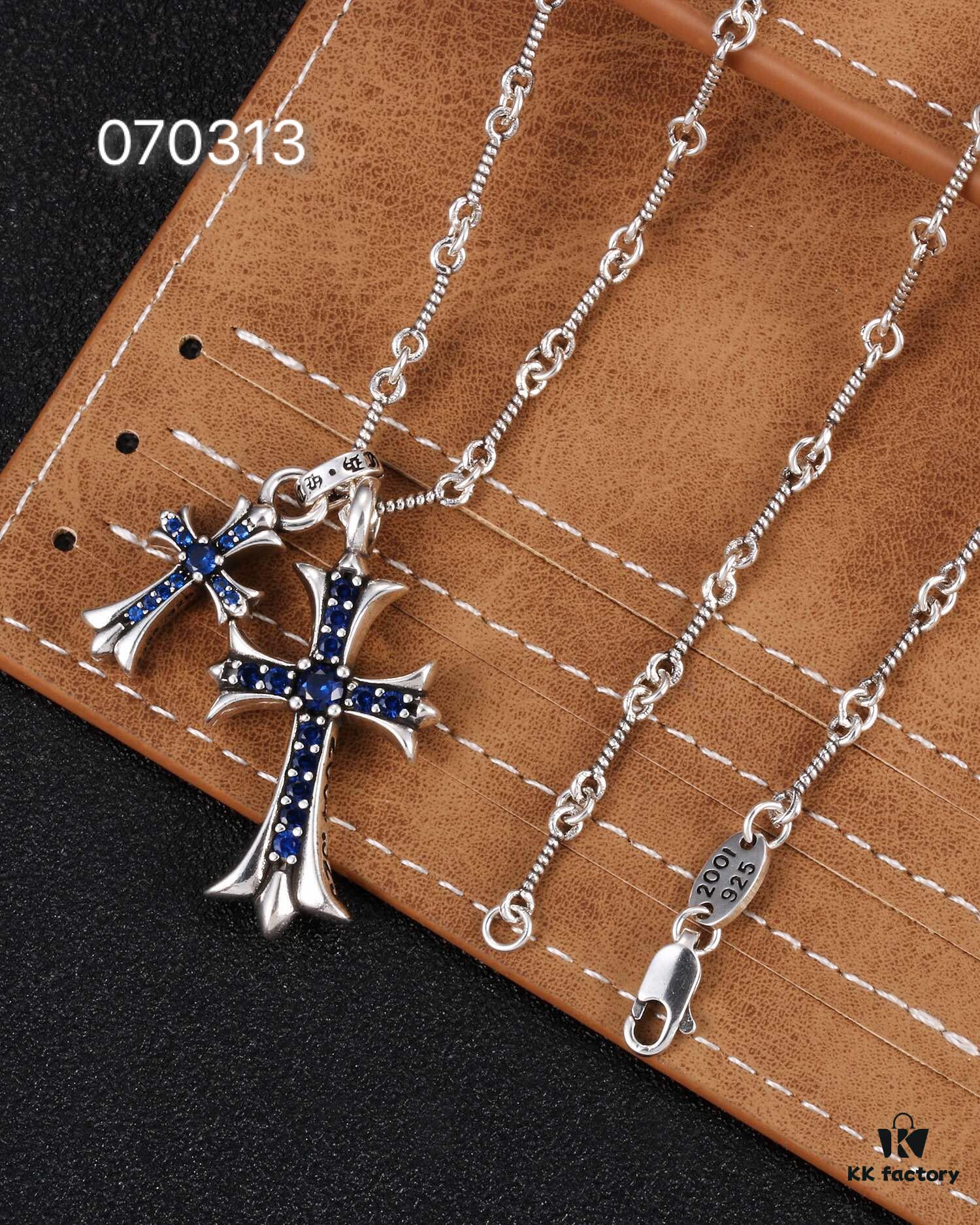 Chrome Hearts Classic Double Cross Necklace - Same Style Worn by Celebrities and Influencers