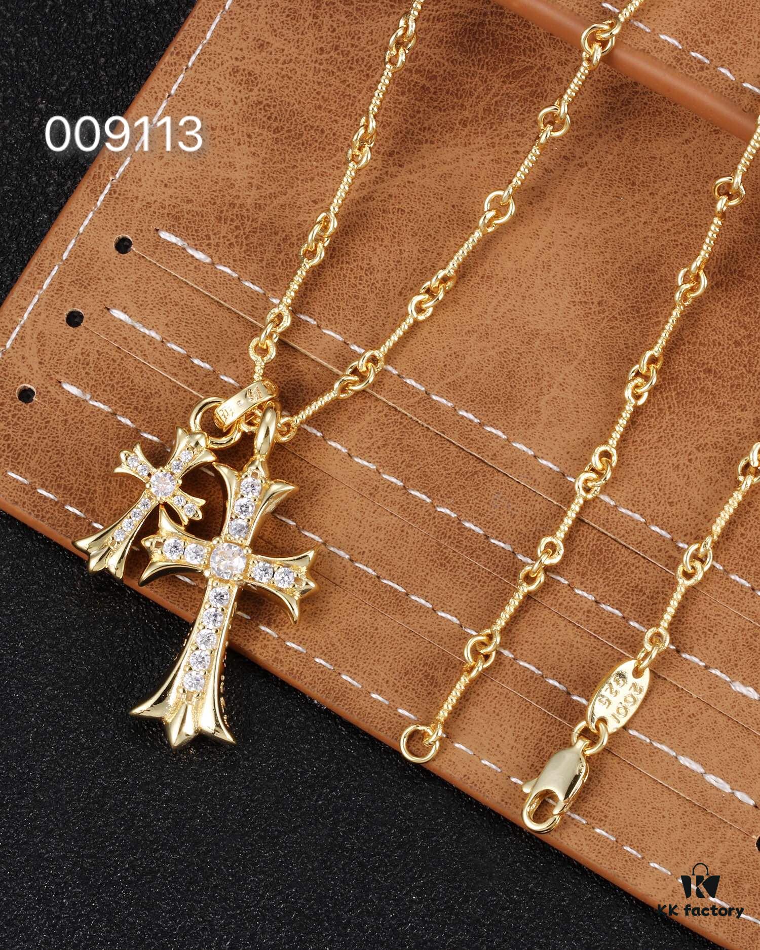 Chrome Hearts Classic Double Cross Necklace - Same Style Worn by Celebrities and Influencers