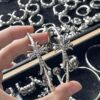 Chrome Hearts Cross Open Cuff Bracelet with Rhinestones, Large Size