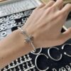 Chrome Hearts Cross Open Cuff Bracelet with Rhinestones, Large Size