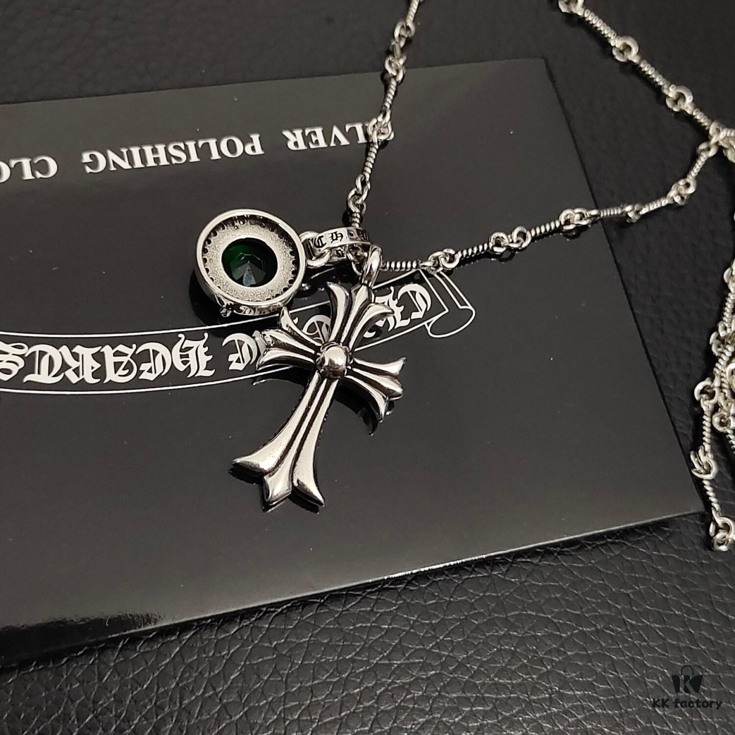 693009d112f62673a6fab8a5 Today's Recommendation: Chrome Hearts Vintage Green Diamond Cross Necklace