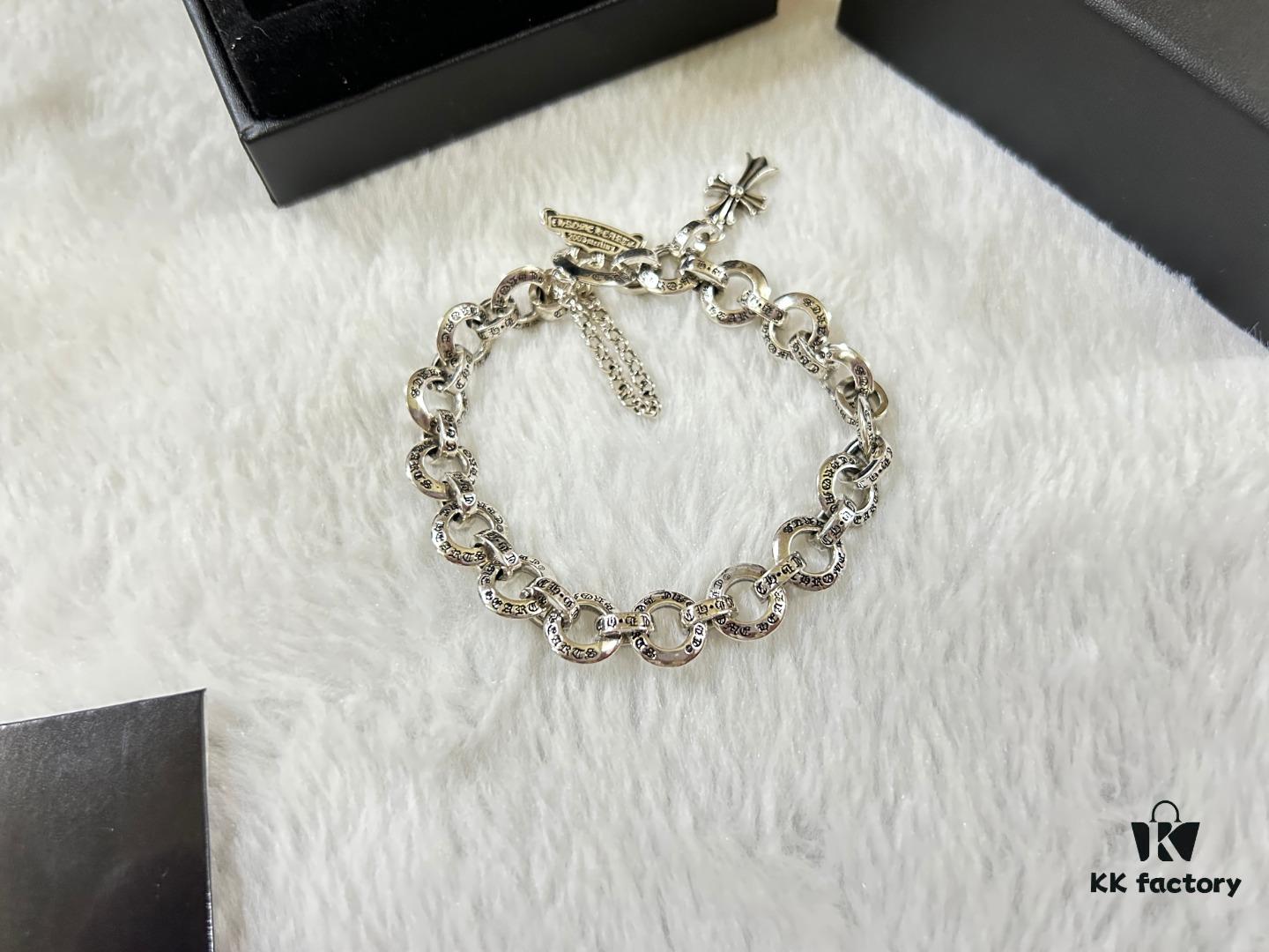 693009e412f62673a6fab8c3 Chrome Hearts Interlocking Cross Bracelet 18-20-22CM