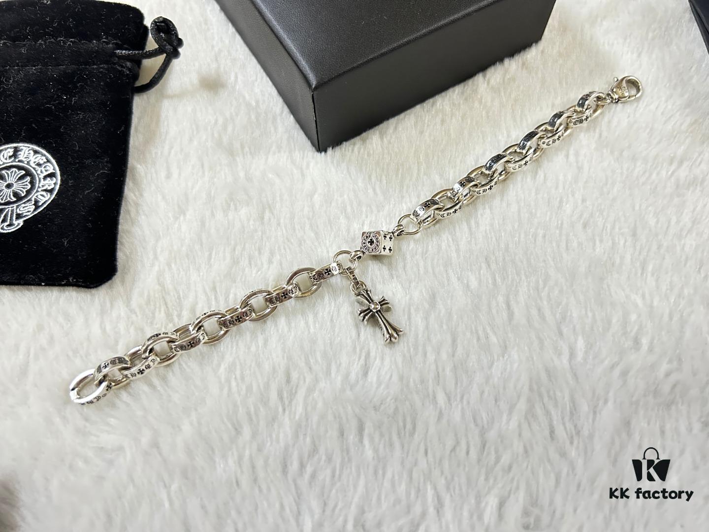 693009e912f62673a6fab8d1 Chrome Hearts Oval Link Cross Bracelet 18-20-22 cm