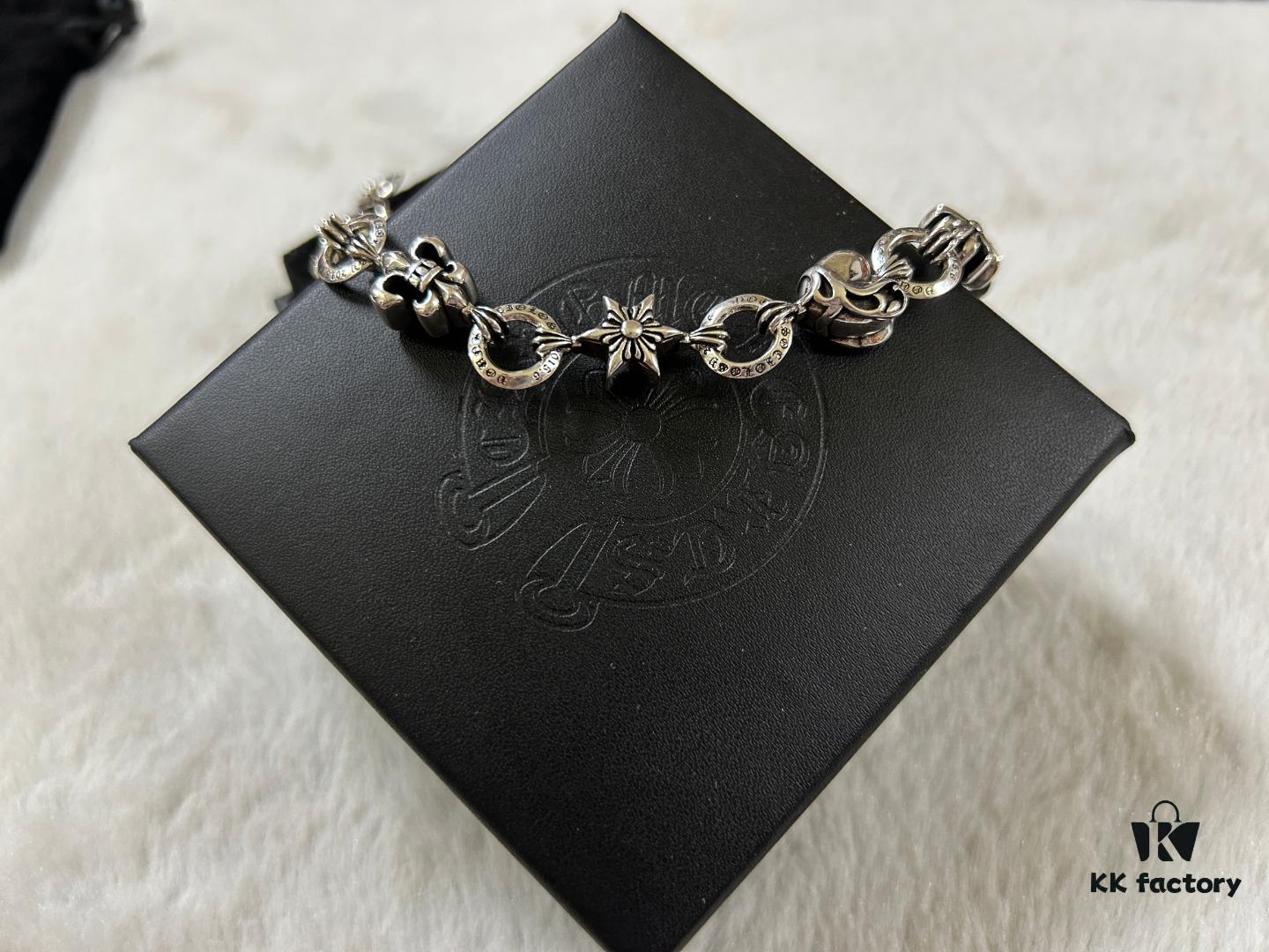 693009ee12f62673a6fab8db Chrome Hearts Heart-Shaped Cross Anchor Bracelet, Length: 18-20 cm