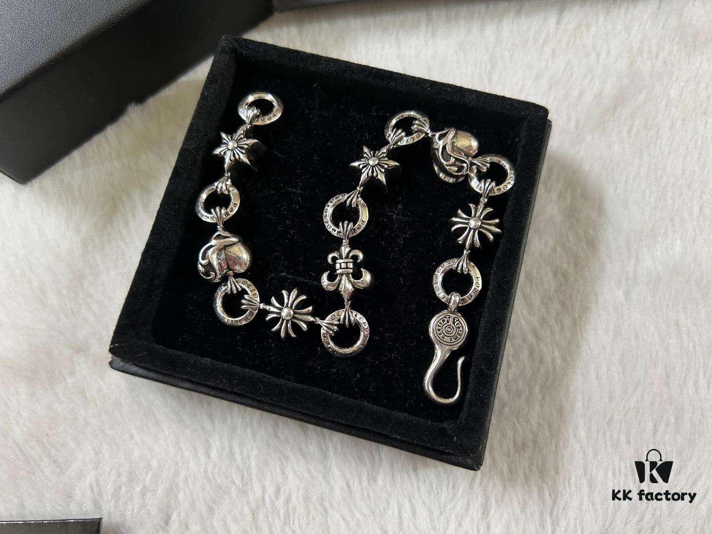 693009f012f62673a6fab8dd Chrome Hearts Heart-Shaped Cross Anchor Bracelet, Length: 18-20 cm
