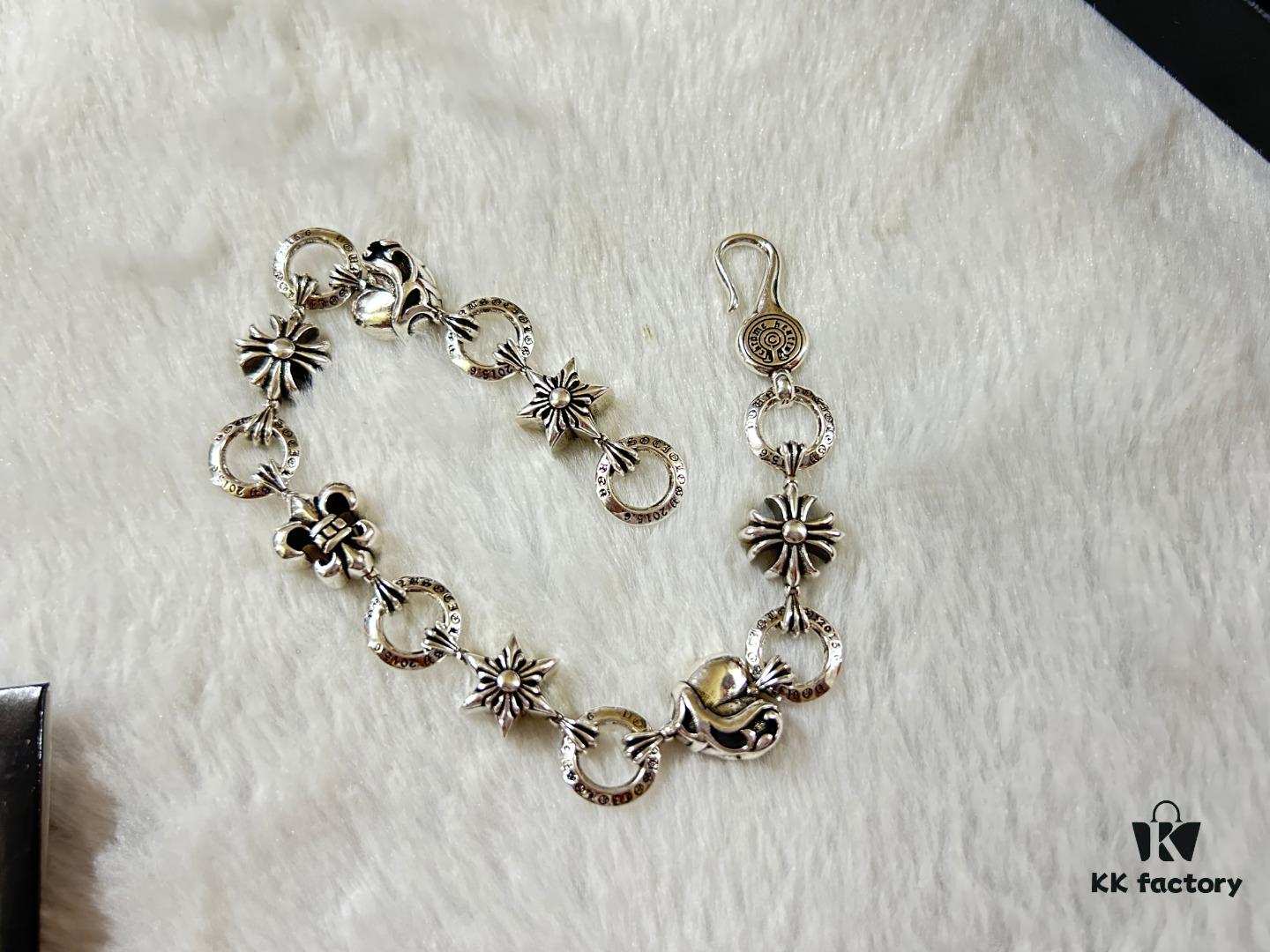 693009f112f62673a6fab8df Chrome Hearts Heart-Shaped Cross Anchor Bracelet, Length: 18-20 cm