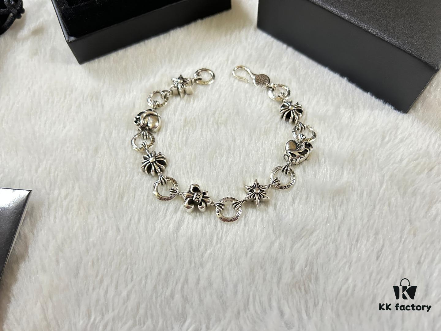 693009f112f62673a6fab8e0 Chrome Hearts Heart-Shaped Cross Anchor Bracelet, Length: 18-20 cm