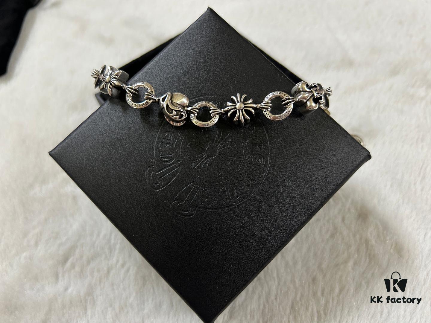 693009f112f62673a6fab8e1 Chrome Hearts Heart-Shaped Cross Anchor Bracelet, Length: 18-20 cm
