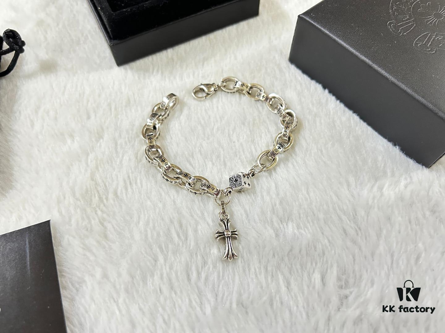 693009fa12f62673a6fab8f1 Chrome Hearts Oval Link Cross Bracelet 18-20-22 cm