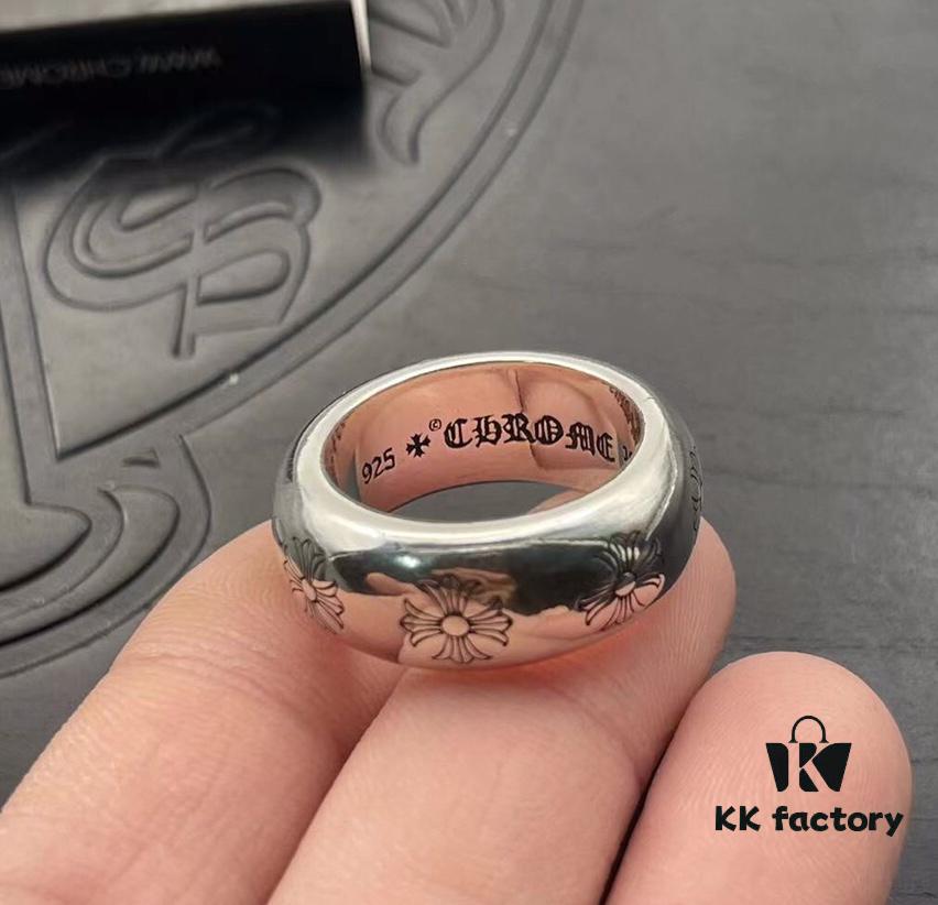 High-End Chrome Hearts Thick Round Ring with Cross Design