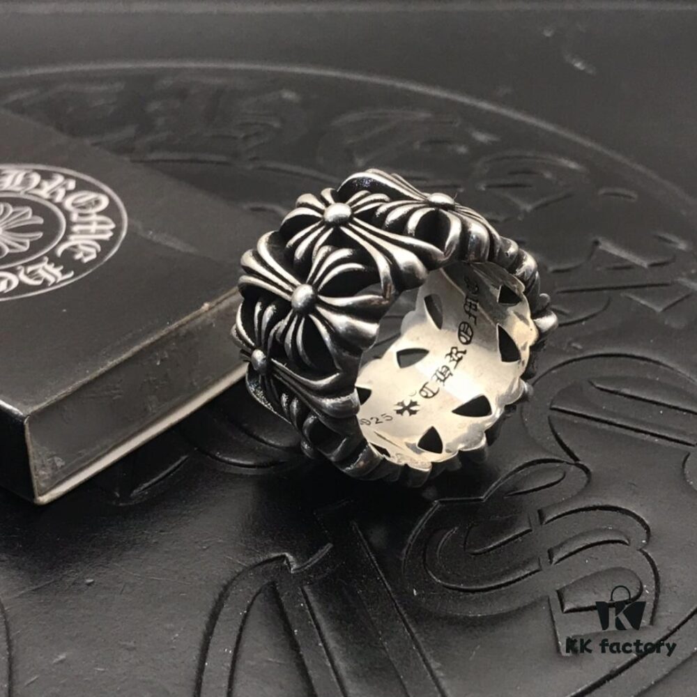 69300a0712f62673a6fab90e High-Version Chrome Hearts Round Cemetery Ring, Redefining Chrome Hearts Quality Compared to Thin and Flat Counterfeits on the Market. Features Handwritten Engraving Inside the Band, with Asymmetrical Crosses of Varying Heights, Elegant Curved Lines and Distinct Layers. Sizes 5-11