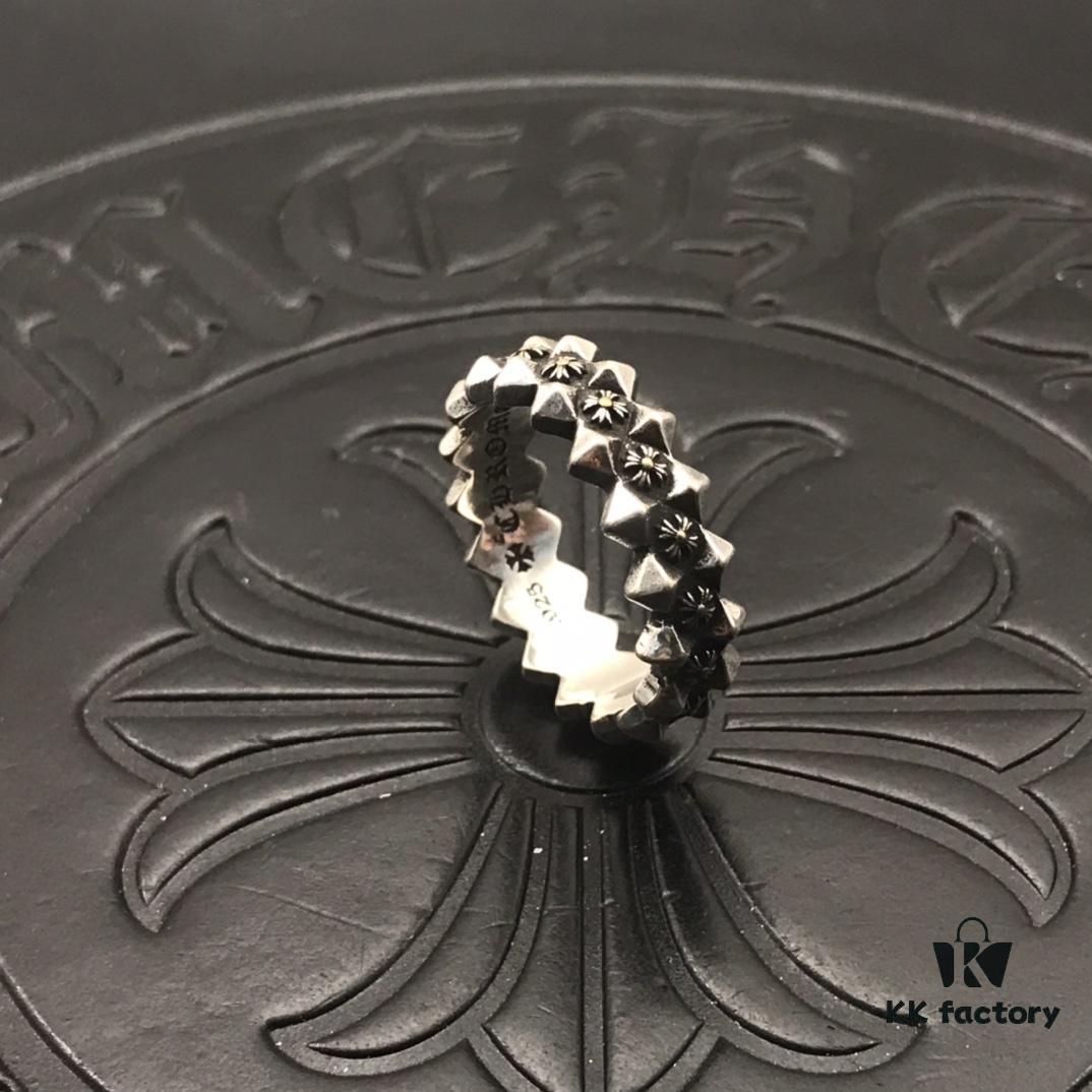 High-End Chrome Hearts Rivet Cross Ring