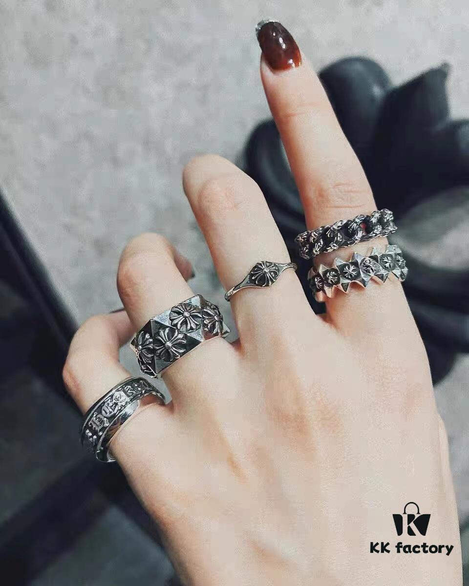 High-End Chrome Hearts Rivet Cross Ring